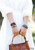 Boho Bracelet, 3 Layers Leather Wrap Bracelet, 6 mm Stones